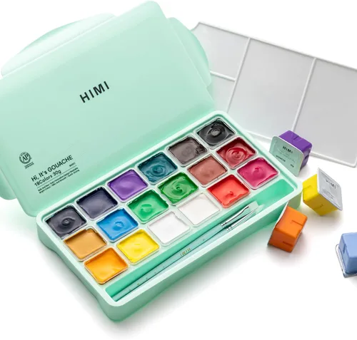 Juego de pinturas HIMI Gouache, 18 colores, 30g, juego de pintura gouache en gel, pintura no tóxica para lienzo y papel, suministros de arte para