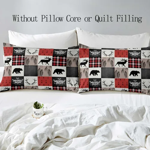 Miniatura 4 de LUVIVIHOME 2 piezas de funda de edredón de Navidad, juego de ropa de cama individual, ropa de cama rústica de cabaña, colcha de Navidad y Día