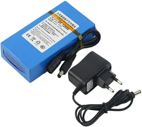 BALOLO - Paquete de baterías portátiles de iones de litio recargables de CC de 12 V, azul con cargador de 12 V para cámaras de video, dispositivos