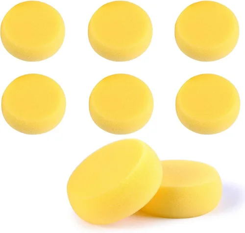 Miniatura 10 de 12 esponjas redondas de pintura WAFJAMF de 2.96 pulgadas de color amarillo, esponja de arcilla para pintura facial, manualidades