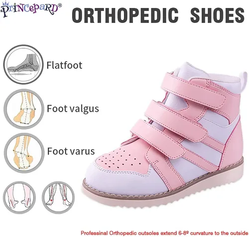 Miniatura 2 de princepard Zapatos ortopédicos para niños y niños, zapatos correctores de espalda alta con soporte de tobillo y arco para niños y niñas