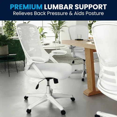 Miniatura 9 de Flash Furniture Porter - Silla de oficina giratoria de respaldo alto con soporte lumbar ajustable y altura, silla de escritorio ergonómica de malla