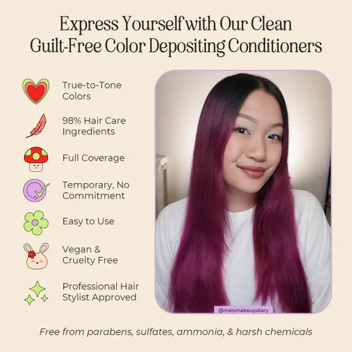 Miniatura 4 de INH Tinte semipermanente para el cabello, acondicionador de depósito de color, tinte rosa para el cabello, sin blanqueador, sin peróxido, tinte