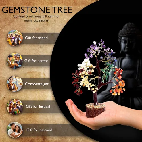 Miniatura 6 de Árbol de la vida de cristal de siete chakras para energía positiva, árbol de feng shui, árbol bonsái, piedras curativas, árbol de dinero, decoración
