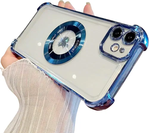 Miniatura 67 de Funda magnética transparente para iPhone 14 Plus, lujo brillante en las cuatro esquinas, protección de grado militar a prueba de golpes