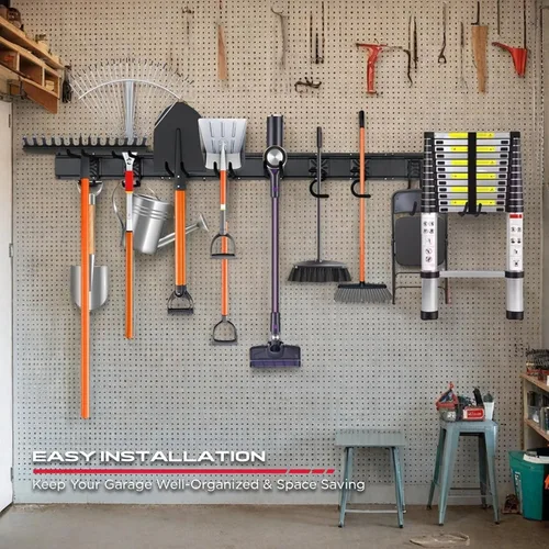 Miniatura 8 de SEDY Organizador de herramientas de almacenamiento de garaje resistente de 64 pulgadas para montaje en pared, estante de herramientas con ganchos