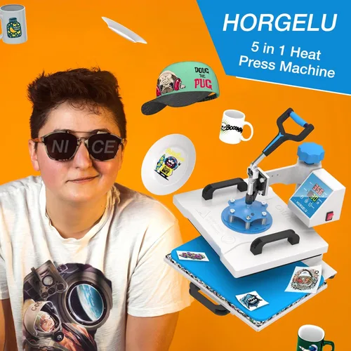 Miniatura 9 de HORGELU Máquina de prensa de calor 5 en 1, máquina de transferencia de calor de 12 x 15 pulgadas, oscilación de 360 grados, multifunción