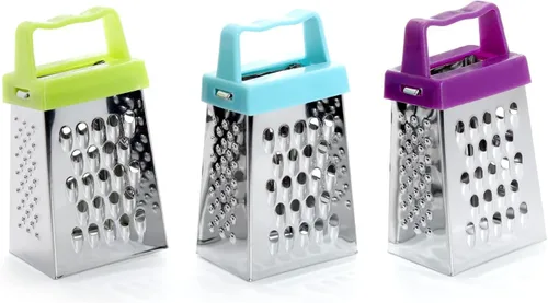 3 mini ralladores de queso, rallador de caja profesional, acero inoxidable con 4 lados, ralladores de caja pequeña para rebanar