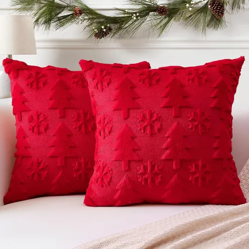 Miniatura 32 de OTOSTAR - Juego de 2 fundas decorativas para cojines navideños, suaves, afelpadas, de lana corta aterciopelada, estilo de lujo, para sofá o Crema