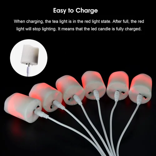 Miniatura 6 de Daord Velas de té recargables LED USB sin llama, velas votivas blancas cálidas con control remoto, velas parpadeantes con pilas para decoración