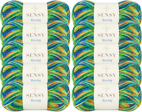 Miniatura 73 de Sensy Roving - Ovillo de lana multicolor, 3.5 onzas, 132 yardas, calibre 5, voluminoso (otoño)