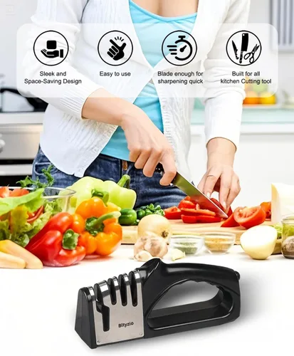 Miniatura 11 de Afilador de cuchillos de cocina 4 en 1, kit de afilado de cuchillos multifuncional, accesorios de cocina elegantes adecuados para cuchillos