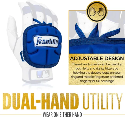 Miniatura 3 de Franklin Sports Guantes de Mano de Béisbol - Serie PRT LT Adulto - Escudo Protector de Mano para Bateadores Diestros y Zurdos Real