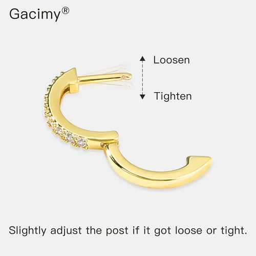 Miniatura 5 de Gacimy - Arracadas de mujer de oro de 14 quilates, aretes Huggie pequeños con broche para cartílago.