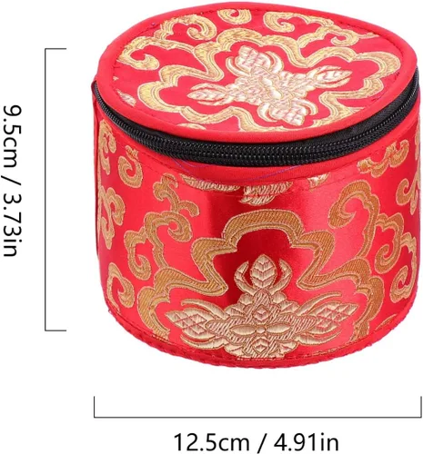 Miniatura 2 de Bolsa tibetana con cremallera para cuenco de meditación budista, soporte portátil de viaje al aire libre, caja de almacenamiento de 4.7 x 3.7 in