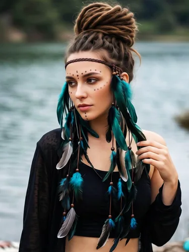 Miniatura 5 de CAKURE Diadema de plumas bohemias, tocado gitano, tocado indio, accesorios para el cabello hippie para mujeres y niñas (tipo C)