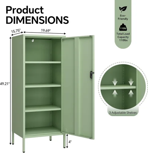 Miniatura 3 de Steehoom Gabinete de almacenamiento de metal 500 (verde, H49.21'')