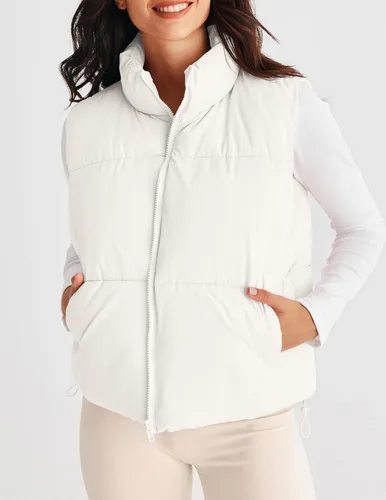 Miniatura 2 de MEROKEETY Chaleco acolchado para mujer, cuello alto, con cremallera, sin mangas, con bolsillos