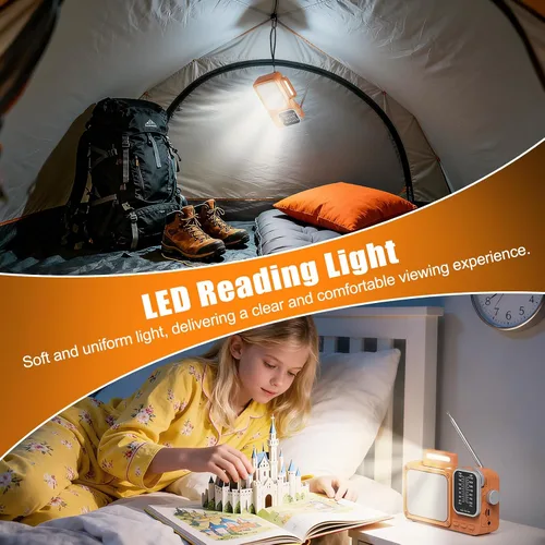 Miniatura 4 de Goodes Radio portátil AM FM con la mejor recepción, radios de transistor Bluetooth con ranura para tarjeta TF, luz LED y conector para auriculares