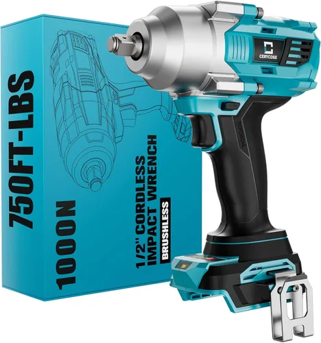 Cerycose - Llave de impacto inalámbrica de 1/2 pulgada para batería de 18 V de Makita, pistola de conductor de impacto sin escobillas de alto par