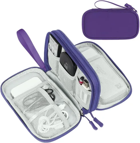 Miniatura 59 de FYY Organizador electrónico, organizador de cables de viaje, bolsa de transporte para accesorios electrónicos, portátil, impermeable, doble capa