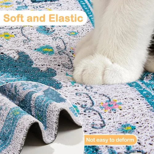 Miniatura 5 de Glittme Alfombrilla de Arena para Gatos con Base Antideslizante, Alfombrilla de Caja de Arena Impermeable que Atrapa la Arena, Fácil de Limpiar