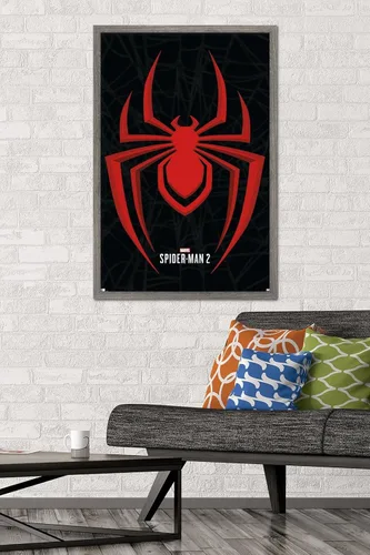 Miniatura 2 de Trends International Marvel's Spider-Man 2 - Póster de pared con icono de Miles Morales, 22.37 x 34.00 pulgadas, versión enmarcada de madera
