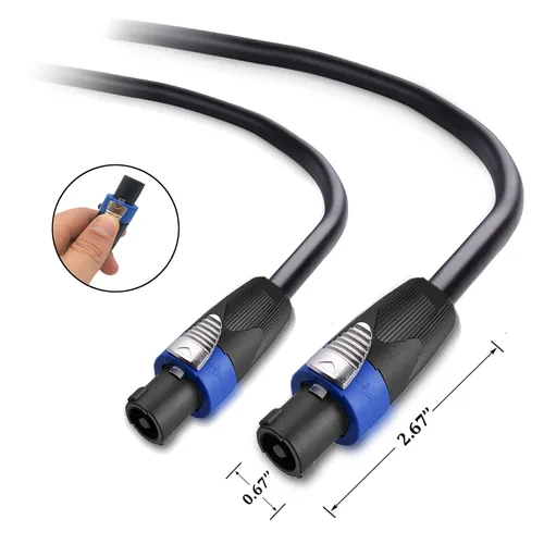 Miniatura 2 de Paquete de 2 cables Speakon Pro a Speakon de 15 pies, par de cables de conexión de 12 AWG, cable de audio Speakon profesional con conectores NL4FC
