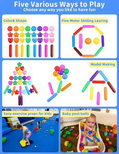 Miniatura 4 de Bolas para piscina de bolas STARBOLO para niños pequeños - 200 bolas coloridas para piscina de bolas a prueba de aplastamiento, bolas de plástico