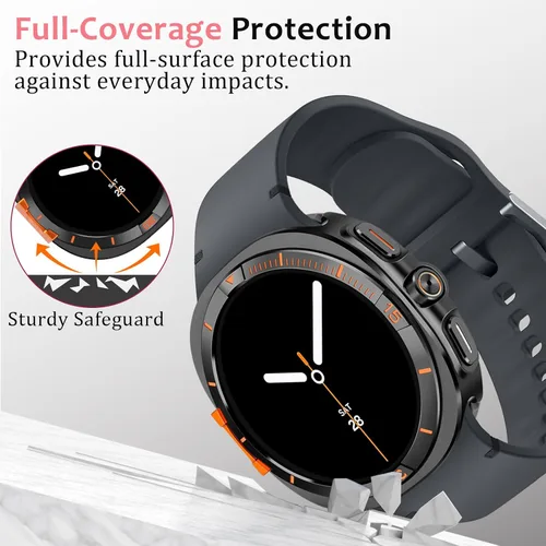 Miniatura 4 de Amizee Funda de metal compatible con Samsung Galaxy Watch 8 de 1.732 pulgadas con cubierta trasera, funda protectora resistente para Galaxy Watch 8