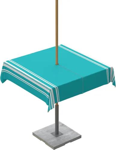 Miniatura 39 de QueenKer Mantel para exteriores con agujero para paraguas, líneas minimalistas, hojas, flores, mesas rectangulares azules, colección de mesa