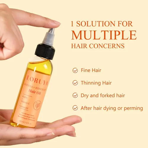 Miniatura 5 de Aceite de romero para el crecimiento del cabello con aceite de batana, aceite de ricino y biotina, mezcla natural de aceites capilares