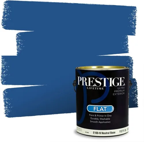 Miniatura 39 de Prestige Paints. - Base y pintura para exteriores en un solo galón, 1 galón. plano, comparable con Sherwin Williams Topsail. SW159-azul hechizante.