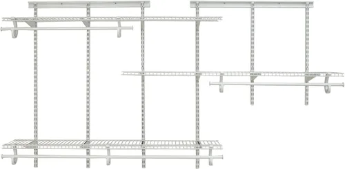 ClosetMaid ShelfTrack - Sistema organizador de alambre para armario, ajustable de 5 a 8 pies, con estantes, barras de ropa, herrajes, acero