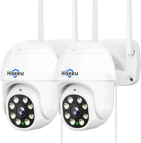 Miniatura 9 de Hiseeu - Cámara de seguridad de 2K para exteriores, con WiFi, zoom digital, inclinación, panorámica de 360°, 3MP y 2.4 G, seguimiento de movimiento