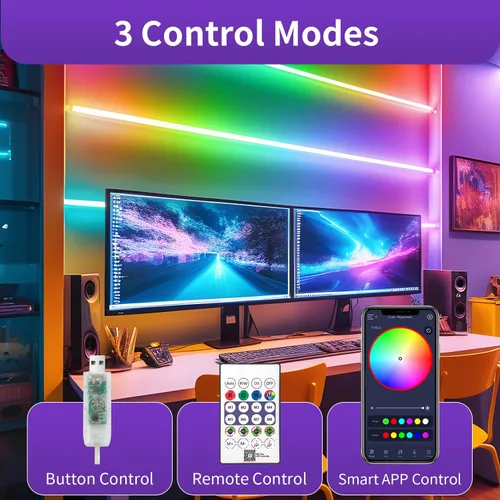 Miniatura 4 de iNextStation RGB Smart IC - Tira de luces LED de neón de 5 V, USB, 16.4 pies 5M, tira de luces de neón flexible, multicolor, IP67, impermeable
