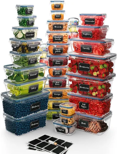 Miniatura 11 de Chef's Path Juego de 32 piezas de contenedores herméticos de almacenamiento de alimentos con tapas de fácil cierre, 16 contenedores y tapas