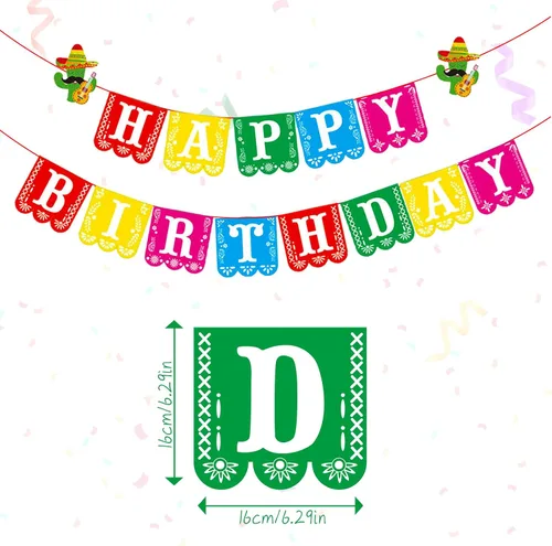 Miniatura 2 de Cartel de fiesta de feliz cumpleaños, decoración de feliz cumpleaños, pancarta mexicana de los muertos, decoración de fiesta mexicana, decoración