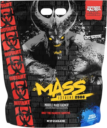 Mutant Mass Extreme Gainer - Proteína de suero en polvo - Construye tamaño muscular y fuerza - Calorías limpias de alta densidad (helado de