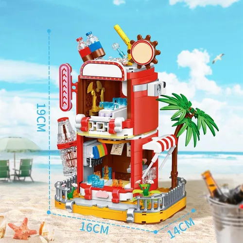 Miniatura 2 de Kit de micro bloques de construcción de coca cola, caja de música modelo de casa de coca, juego de juguetes de ladrillos modulares de bricolaje