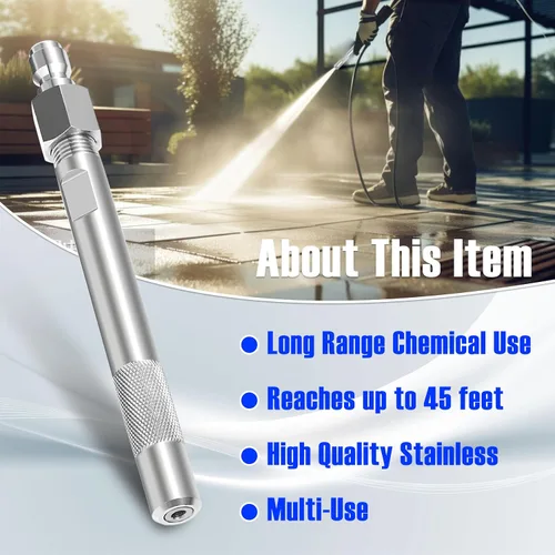 Miniatura 3 de JOEJET Inyector aguas abajo para lavadora a presión, kit de inyector químico fijo con conexión rápida de 3/8 pulgadas, boquilla química de largo