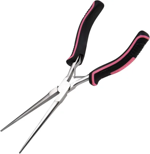 Miniatura 10 de Alicates de punta de aguja extra largos para hacer joyería de 7 pulgadas con mandíbula dentada, herramienta removedora de anzuelos de pesca