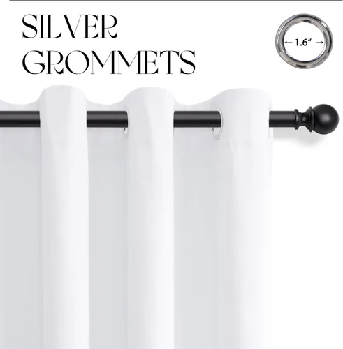 Miniatura 45 de Cream Linen Blackout Curtains 96 Length 2 Panels Set for Living Room Bedroom, 100% Black Out Thermal Insulated Linen Drapes, Room Darkening Grommet