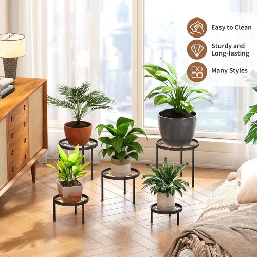 Miniatura 3 de Soporte para plantas para interiores y exteriores, paquete de 5 soportes de metal resistente, múltiples plantas, soporte de hierro antioxidante