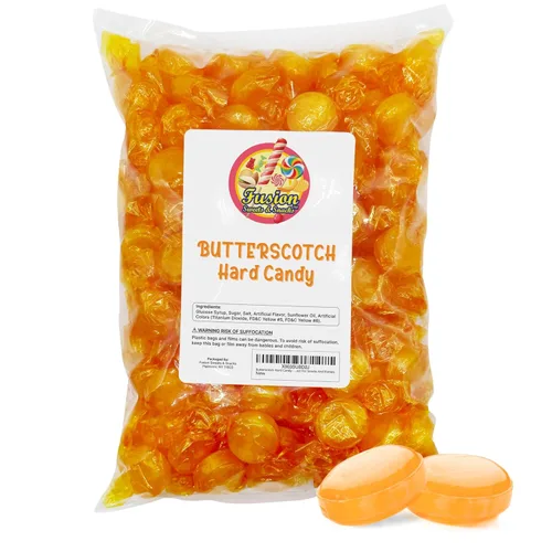 Miniatura 9 de Caramelo Duro Butterscotch - Bolsa de 1 Libra de Caramelos Butterscotch Envueltos Individualmente, Paquete a Granel, Discos Amarillos
