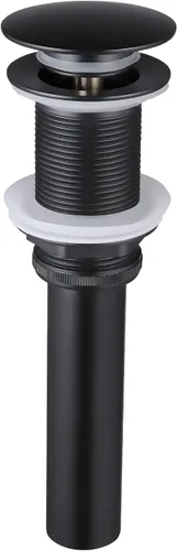 KES S2008D-BK - Tapón de drenaje para fregadero sin desbordamiento, latón inoxidable y acero inoxidable 304, color negro mate