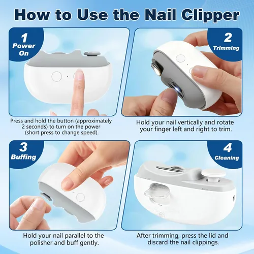 Miniatura 7 de Easyclip - Cortauñas inteligente, 2026, nuevo 3 en 1, EasyClip inteligente, para personas mayores, cortaúñas automático con luz LED y almacenamiento
