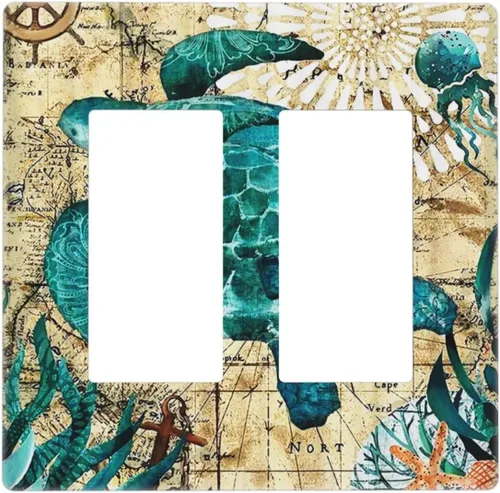 Miniatura 94 de Funky Retro Vintage 70s 60s Boho Hippie Hongo Botánico Floral 2 Gang Interruptor de luz de palanca doble Placa de pared Cubierta de toma de Planta