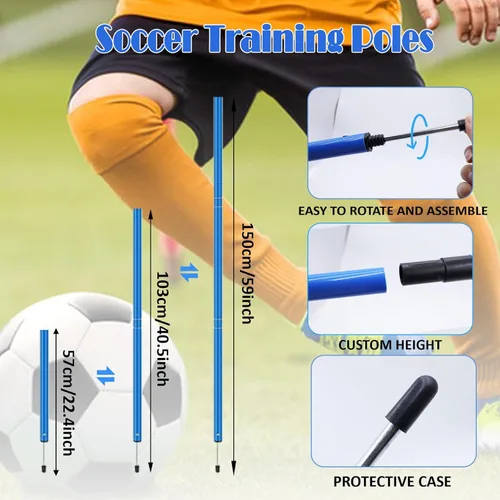 Miniatura 3 de Vztipki Speed & Agility Training Equipment-20ft Agility Ladder, 6 Poles, 12 Soccer Cones, Resistance Parachute, Jump Rope, Soccer Football