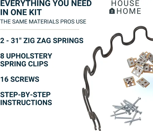 Miniatura 2 de House2Home Repuesto de resorte para tapicería de sofá de 31 pulgadas, kit de reparación de 2 unidades para muebles, silla, sofá, incluye clips